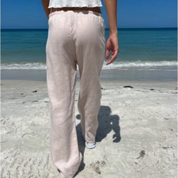 Brandy Melville Pink Linen Pants - Picture 2 of 2